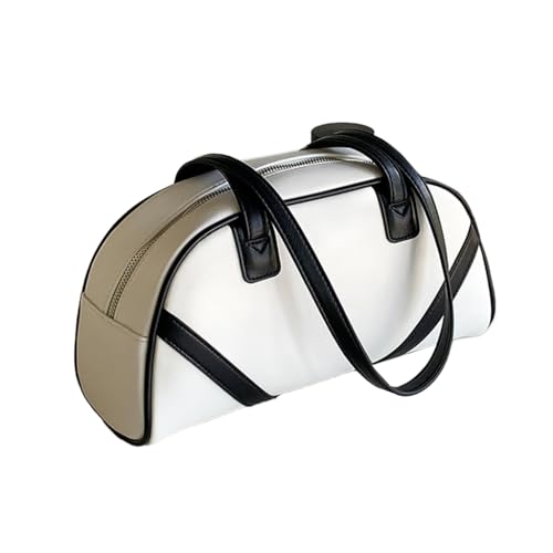 Ddujbtp Koreanische Stile Farbblockierte Umhängetasche, vielseitige PU-Leder-Unterarmtasche, modische Patchwork-Handtasche mit Reißverschluss für Damen, weiß, Taschen-Organizer Ddujbtp Koreanische Stile Farbblockierte Umhängetasche, vielseitige PU-Leder-Unterarmtasche, modische Patchwork-Handtasche mit Reißverschluss für Damen, weiß, Taschen-Organizer von Ddujbtp