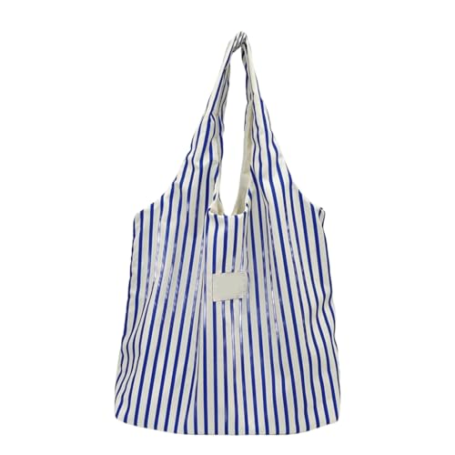 Ddujbtp Modische Schultertasche aus Segeltuch für Damen, große Kapazität, lässige Handtasche für Strand und den täglichen Gebrauch, Königsblaue Streifen, Taschen-Organizer Ddujbtp Modische Schultertasche aus Segeltuch für Damen, große Kapazität, lässige Handtasche für Strand und den täglichen Gebrauch, Königsblaue Streifen, Taschen-Organizer von Ddujbtp
