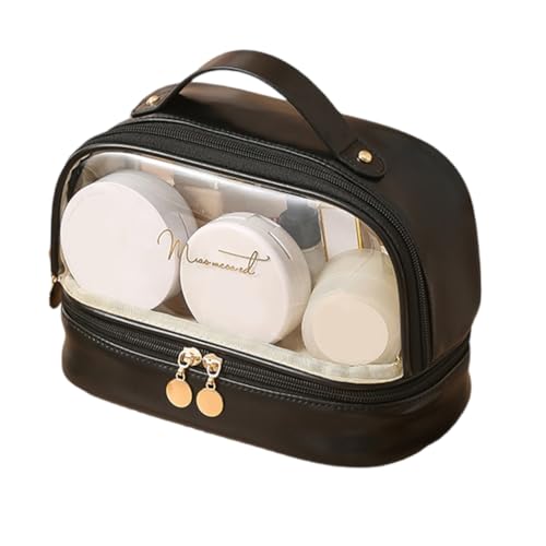 Ddujbtp Reise-Make-up-Tasche für Damen, zweilagig, tragbar, wasserdicht, Reise-Essentials, Schwarzes Temperament, taschenorganizer Ddujbtp Reise-Make-up-Tasche für Damen, zweilagig, tragbar, wasserdicht, Reise-Essentials, Schwarzes Temperament, taschenorganizer von Ddujbtp