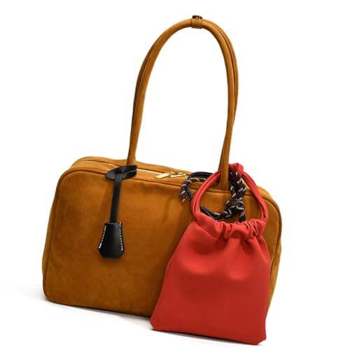 Ddujbtp Retro-Umhängetasche aus Veloursleder, großes Fassungsvermögen, mit Geldbörse für Damen, Pendler, elegante Unterarm-Handtasche mit Reißverschluss, braun, Taschen-Organizer Ddujbtp Retro-Umhängetasche aus Veloursleder, großes Fassungsvermögen, mit Geldbörse für Damen, Pendler, elegante Unterarm-Handtasche mit Reißverschluss, braun, Taschen-Organizer von Ddujbtp
