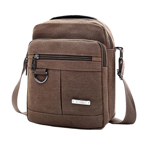 Ddujbtp Stilvolle Herren-Umhängetasche aus Segeltuch, kleine Handtasche, Geldbörse für Alltag und Reisen, mehrere Fächer, Crossbody-Tasche, braun, Taschen-Organizer Ddujbtp Stilvolle Herren-Umhängetasche aus Segeltuch, kleine Handtasche, Geldbörse für Alltag und Reisen, mehrere Fächer, Crossbody-Tasche, braun, Taschen-Organizer von Ddujbtp