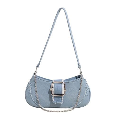 Ddujbtp Stilvolle Jean-Umhängetasche mit Kettendetail für Damen, lässig, Reisen, kompakte Achsel-Geldbörse, Outdoor-Handtasche, hellblau, Taschen-Organizer Ddujbtp Stilvolle Jean-Umhängetasche mit Kettendetail für Damen, lässig, Reisen, kompakte Achsel-Geldbörse, Outdoor-Handtasche, hellblau, Taschen-Organizer von Ddujbtp