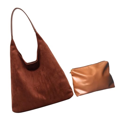 Ddujbtp Unterarmtasche für Damen, groß, lässig, mit geräumigem Innenraum, lässige Handtasche mit kleiner Make-up-Tasche, Braun, 2 Stück, braun, Taschen-Organizer Ddujbtp Unterarmtasche für Damen, groß, lässig, mit geräumigem Innenraum, lässige Handtasche mit kleiner Make-up-Tasche, Braun, 2 Stück, braun, Taschen-Organizer von Ddujbtp