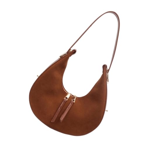 Trendige Schultertasche aus Samt-Leder mit Reißverschluss unter den Armen, lässige Party-Handtasche für Damen, trendige Clutch-Geldbörse, braun, Taschen-Organizer Trendige Schultertasche aus Samt-Leder mit Reißverschluss unter den Armen, lässige Party-Handtasche für Damen, trendige Clutch-Geldbörse, braun, Taschen-Organizer von Ddujbtp