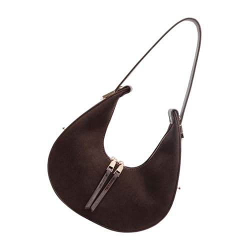 Trendige Schultertasche aus Samt-Leder mit Reißverschluss unter den Armen, lässige Party-Handtasche für Damen, trendige Clutch-Geldbörse, coffee, Taschen-Organizer Trendige Schultertasche aus Samt-Leder mit Reißverschluss unter den Armen, lässige Party-Handtasche für Damen, trendige Clutch-Geldbörse, coffee, Taschen-Organizer von Ddujbtp
