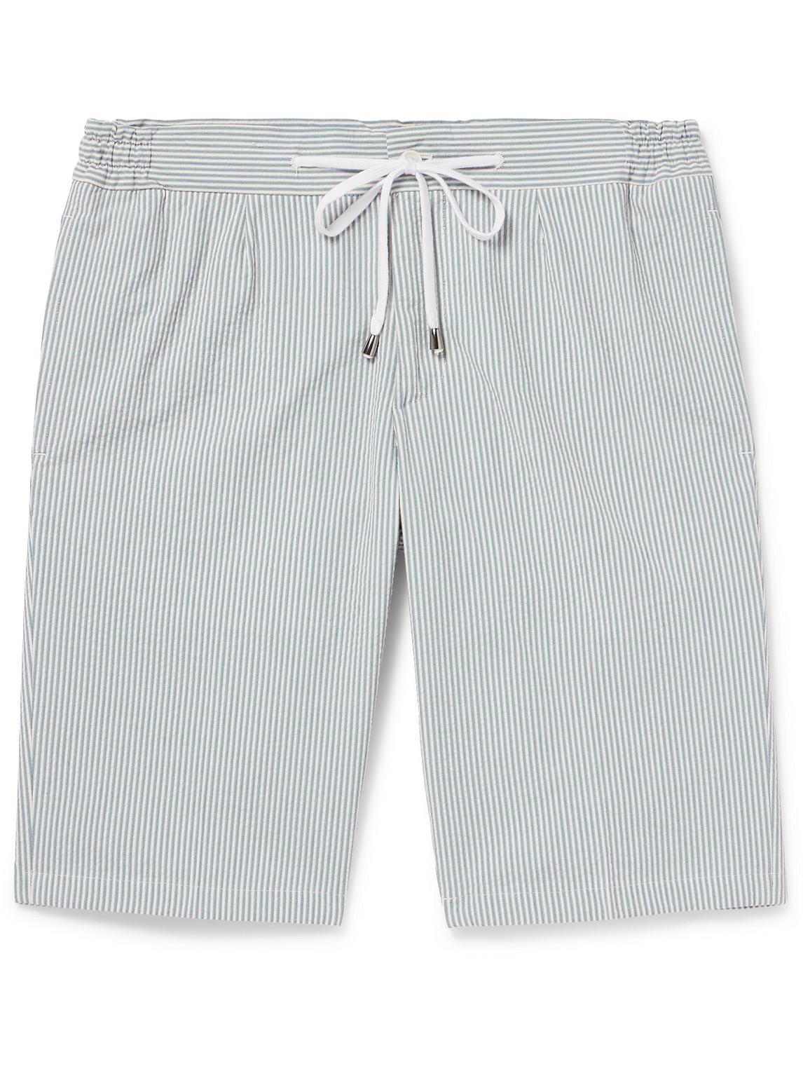 De Petrillo - Straight-Leg Striped Cotton-Seersucker Drawstring Shorts - Men - Blue - IT 46 von De Petrillo