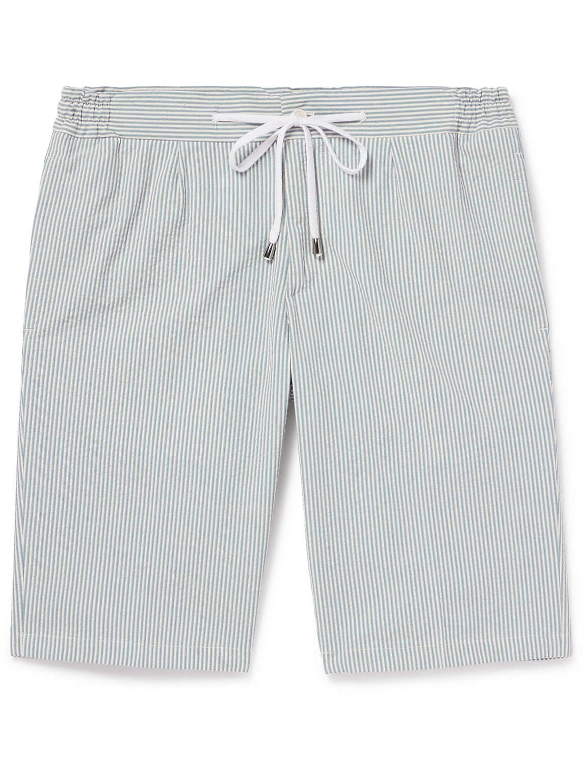 De Petrillo - Straight-Leg Striped Cotton-Seersucker Drawstring Shorts - Men - Blue - IT 50 von De Petrillo