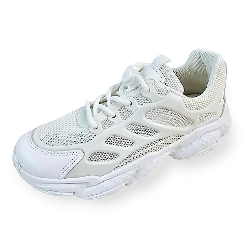 DeCarbonize Kinder Sneaker Chunky Weiß Freizeitschuhe Unisex Sportschuhe Mädchen Jungen Leicht Atmungsaktiv Größe 31-36 EU (White, EU Numeric_31) von DeCarbonize