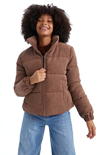 DeFacto Gesteppt Mantel Für Damen Steppjacke für Damen Brown,XL von DeFacto