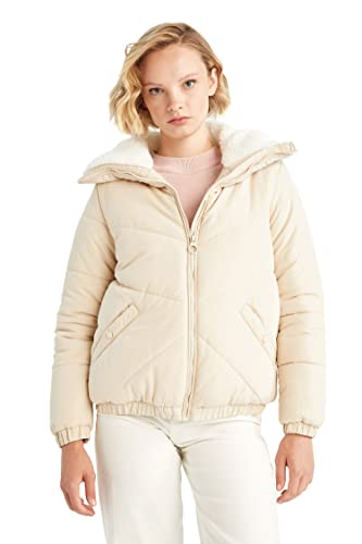 DeFacto Gesteppt Mantel Für Damen Steppjacke für Damen Ecru,S von DeFacto