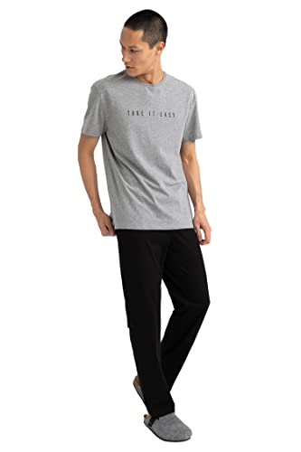 DeFacto Herren Z6567AZ Pajama Set, Grey Melange, XXL von DeFacto