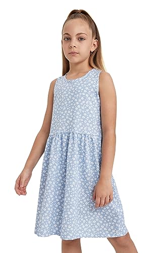 DeFacto Mädchen Kleid - Modisches Kleid für stilbewusste Mädchen,Blau,6-7 Jahre von DeFacto