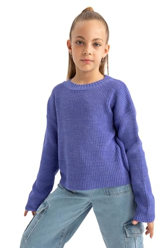 DeFacto Pullis für Mädchen - Pullover für Mädchen Vielseitige Mädchenbekleidung für jeden Anlass, Warm und Trendig Regular Fit Crew Neck von DeFacto