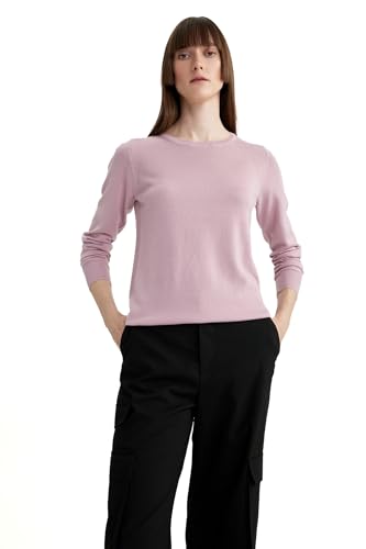 DeFacto Pullover Damen Langarm Blusen & Tuniken - Pullover Damen Winter Sweater Regular Fit Crew Neck von DeFacto