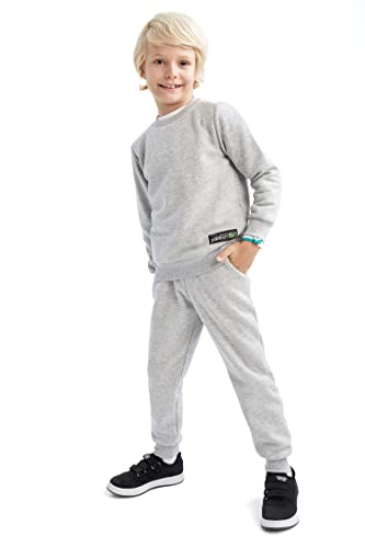 DeFacto Trainingsanzug für Jungen Sweatshirt und Jogginghose Pack für Jungen Grey Melange,11/12 Y, (Y4758A6) von DeFacto