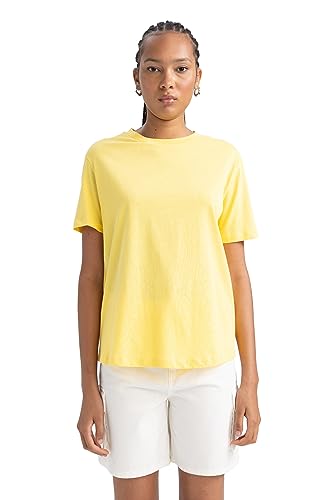 DeFacto Women's B0642AX T-Shirt, Yellow, Large von DeFacto