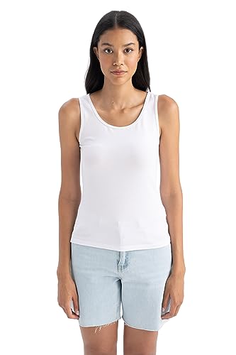 DeFacto Women's B0652AX T-Shirt, White, XS von DeFacto