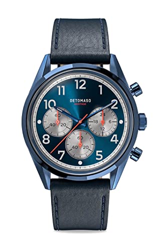 DeTomaso Heritage Chronograph Blau Herren-Armbanduhr Analog Quarz Lederarmband Blau von DeTomaso