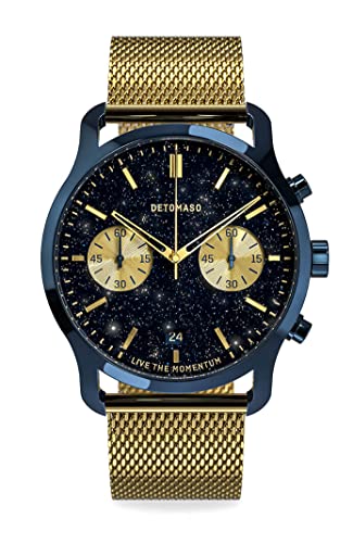 DeTomaso SORPASSO Chronograph Limited Edition Stella ORO Blau Herren-Armbanduhr Analog Quarz Mesh Milanese Gold von DeTomaso