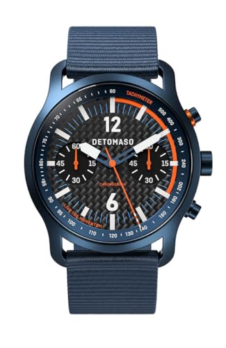 DeTomaso SORPASSO Chronograph Carbon Blue ORANGE Blau Orange Herren Armbanduhr Analog Quarz #Tide Ocean Material® Armband Blau von DeTomaso