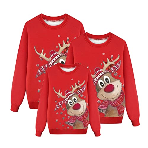 DeaAmyGline Weihnachtspullover Familie Set Prtnerlook Weihnachtspulli Lustig Weihnachts Sweatshirt Pärchen Pullover Weihnachten Langarm Weihnachtsshirt für Damen Herren Kinder Mädchen Jungen von DeaAmyGline