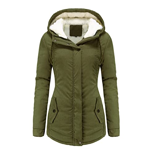 DeaAmyGline Winterjacke Damen Teddyfell Gefüttert Winter Jacke Parka Warm Wintermantel mit Fellkapuze Dicke Mantel Kapuzenjacke Winterparka Kaschmir Übergangsjacke Damenjacken von DeaAmyGline