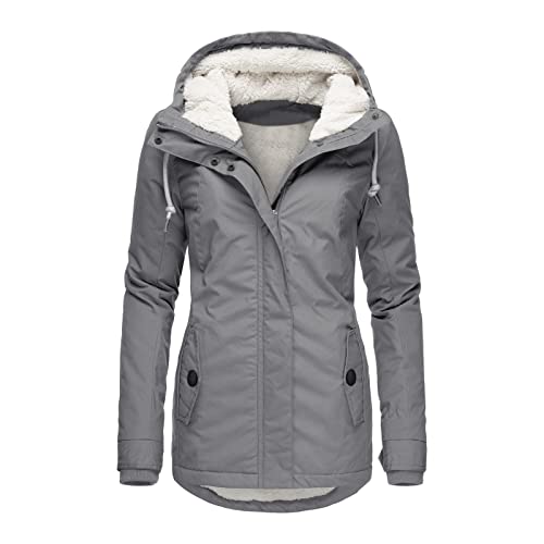 DeaAmyGline Winterjacke Damen Winter Jacke Parka mit Teddyfell Gefüttert Warm Wintermantel mit Fellkapuze Dicke Mantel Kapuzenjacke Winterparka Große Größen Baumwolljacke von DeaAmyGline