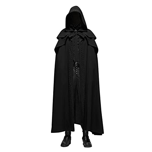 Mittelalter Kleidung Herren Halloween Kostüm - Magier Umhang Cape Kleid Mantel mit Kapuze Gothic Frack Steampunk Gehrock Jacke Viktorianisch Palast Renaissance Karneval Cosplay Punk Kleidung von DeaAmyGline