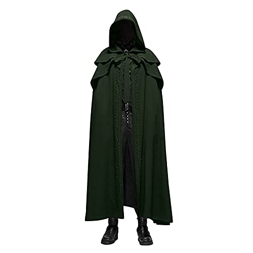 Mittelalter Kleidung Herren Halloween Kostüm - Magier Umhang Cape Kleid Mantel mit Kapuze Gothic Frack Steampunk Gehrock Jacke Viktorianisch Palast Renaissance Karneval Cosplay Punk Kleidung von DeaAmyGline