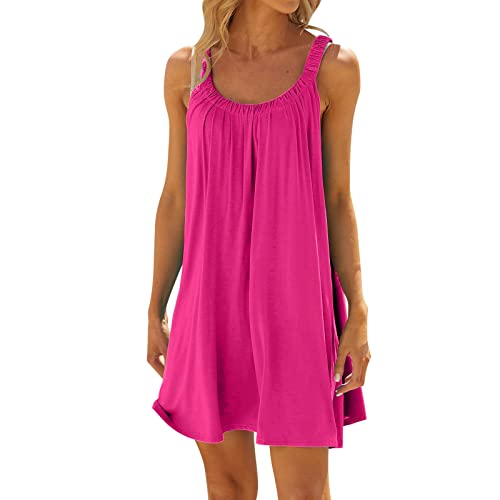 Sommerkleid Damen Kurz, Strandkleid Damen Minikleid Tank Trägerkleid Ärmellose Tshirt Kleid Hawaii Urlaub Bikini Cover Up Lässig Locker Kurze Sommer Strandkleider für Frauen Teenager Mädchen von DeaAmyGline