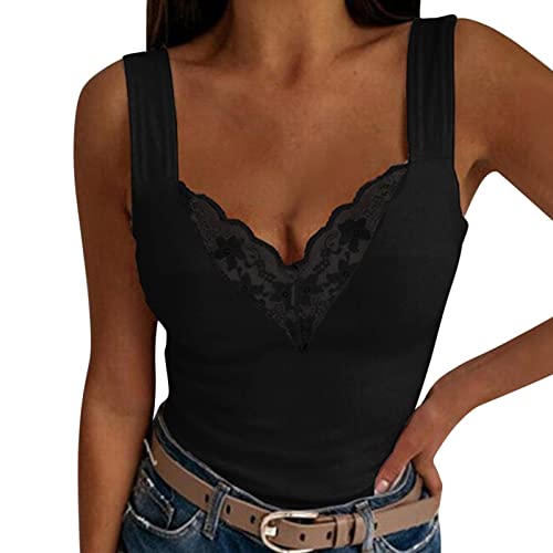 Tank Top Damen Sexy Ärmellose T Shirt V Ausschnitt Spitzen Oberteile Sommer Rückenfreies Bluse Trägershirt Lässig Spitzentop Basic Slim Fit Solide Frauen Tanktops & Träger-Tops Tank Top Damen Sexy Ärmellose T Shirt V Ausschnitt Spitzen Oberteile Sommer Rückenfreies Bluse Trägershirt Lässig Spitzentop Basic Slim Fit Solide Frauen Tanktops & Träger-Tops von DeaAmyGline