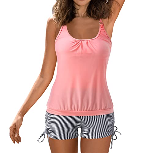 Tankini Damen Bauchweg ,Tankini Damen mit Shorts,Zweiteilig Badeanzug Damen Große Größen Gestreifte Oberteile und Badeshorts High Waist Sport Bademode Strandmode Tankinis Badeanzüge für Frauen von DeaAmyGline