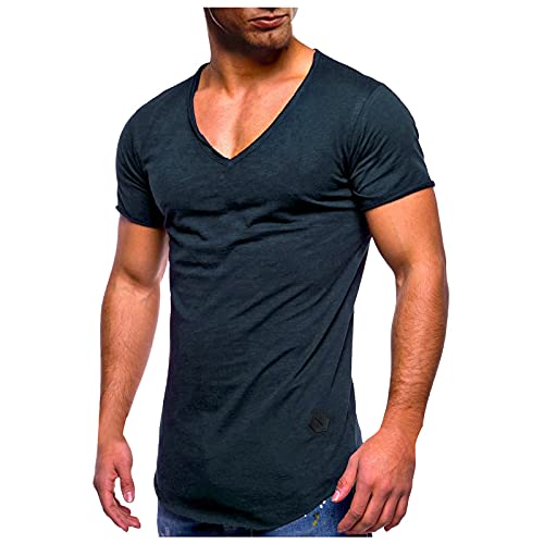 Tshirt Herren Kurzarm V-Ausschnitt Slim Fit Lässige Fitness Sport T-Shirt Männer Sportshirt Muskelshirt Funktionsshirt Sweatshirt Laufshirt Trainingsshirt von DeaAmyGline