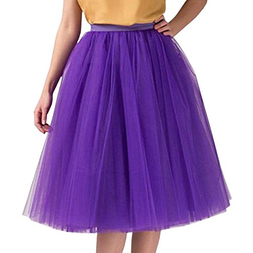 Tüllrock Damen Petticoat Unterrock Tutu Rock Knielang High Waist A Linien Ballettrock Tanzrock Tütü Röcke für Karneval Kostüm 50er Rockabilly Kleid von DeaAmyGline