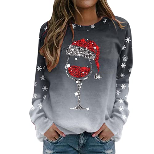 Weihnachtspullover Damen Langarmshirt- Pullover Weihnachten Damen Sweatshirt - Weihnachtsshirt Damen Langarm Weihnachtsmotiv Weihnachtspulli Weihnachts Oberteile T-Shirts für Frauen Teenager Mädchen von DeaAmyGline