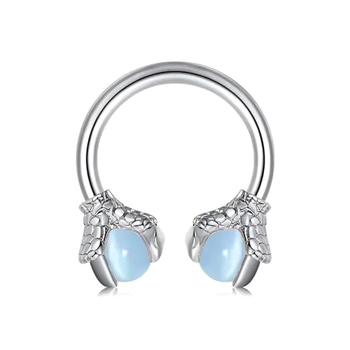 1 Stück 16G Silber Schatz Blau Edelstahl Drachenklauen Mit Königsblauen Perlen Eingelegt Septumring Nasenring Ohrknorpel Daith Conch Helix Ohrring Lippenring Piercingschmuck Für Männer Und Frauen von Decentraland