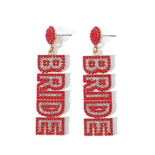 BRIDE Earrings Brautgeschenke, Perlen-Strass-Braut-Buchstaben-Ohrringe für Frauen, Braut-Accessoires für Junggesellenabschied, handgefertigte Perlen-Braut-Ohrhänger, Hochzeit von Decentraland