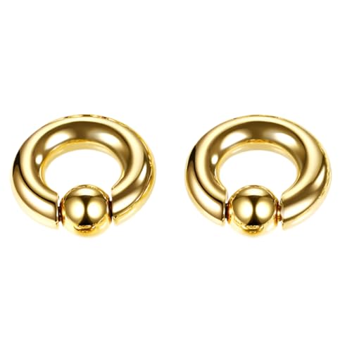 Decentraland 1 Stück Gold 12G Edelstahl Nase Septum Ohrringe Nippel Captive Bead Ring Federkugel Ringe Werkzeug Oberfläche Piercing Schmuck für Männer und Frauen 12–16 mm von Decentraland