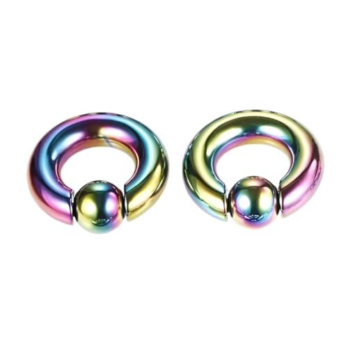 Decentraland 1 Stück Regenbogen 6G Edelstahl Nase Septum Ohrringe Nippel Captive Bead Ring Federkugel Ringe Werkzeug Oberfläche Piercing Schmuck für Männer und Frauen 12–16 mm von Decentraland