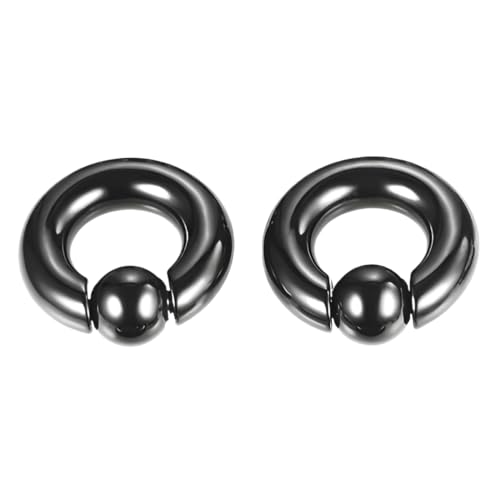 Decentraland 1 Stück Schwarz 6G Edelstahl Nase Septum Ohrringe Nippel Captive Bead Ring Federkugel Ringe Werkzeug Oberfläche Piercing Schmuck für Männer und Frauen 12–16 mm von Decentraland