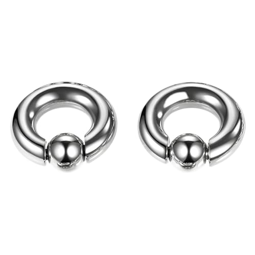 Decentraland 1 Stück Silber 00G Edelstahl Nase Septum Ohrringe Nippel Captive Bead Ring Federkugel Ringe Werkzeug Oberfläche Piercing Schmuck für Männer und Frauen 12–16 mm von Decentraland