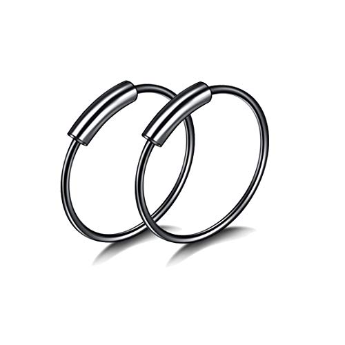 Decentraland 2 Stück 0.6mm(22G) Schwarz, Durchmesser 10 mm, Septum, Nasenring, Tragus, Knorpel, Schmuck, 316L-Edelstahl, hypoallergen, Ohrring, Muschelring, Piercing-Schmuck für Damen und Herren von Decentraland