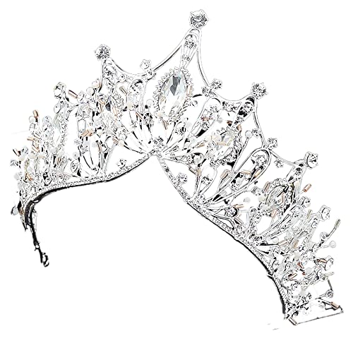 Kristall-Strass-Hochzeits-Tiara für Braut, Hochzeit, Prinzessin, Königin, Krönung, Geburtstagsfeier, silberne Krone, Mädchen und Frauen, Karneval, Party, Urlaub, Feier für Erwachsene von Decentraland