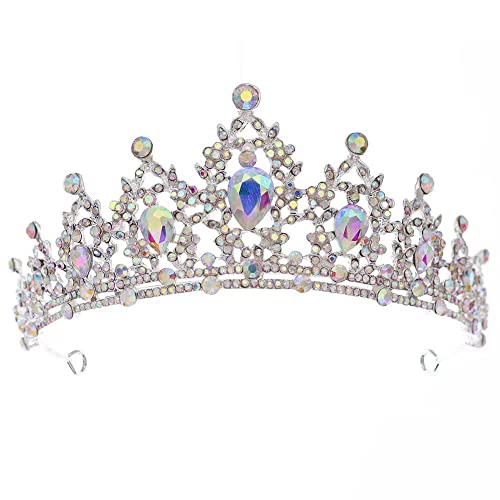 Kristall-Strass-Hochzeits-Tiara für Braut, Hochzeit, Prinzessin, Königin, Krönung, Geburtstagsfeier, silberne Krone, Mädchen und Frauen, Karneval, Party, Urlaub, Feier für Erwachsene von Decentraland