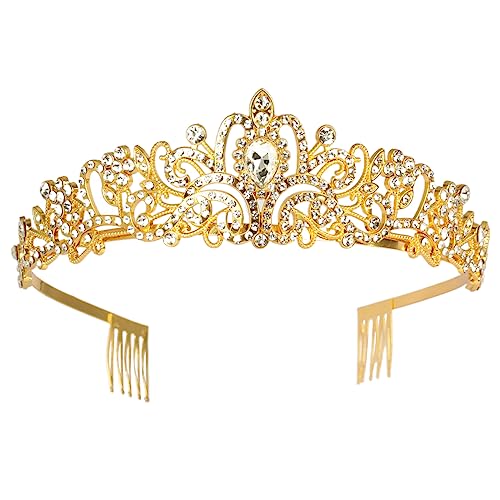 Kristall-Strass-Hochzeits-Tiara mit Kamm für Braut, Hochzeit, Prinzessin, Königin, Krönung, Geburtstagsfeier, silberne Krone, Mädchen und Frauen, Karneval, Party, Urlaub, Feier für Erwachsene von Decentraland