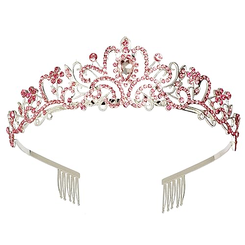 Kristall-Strass-Hochzeits-Tiara mit Kamm für Braut, Hochzeit, Prinzessin, Königin, Krönung, Geburtstagsfeier, silberne Krone, Mädchen und Frauen, Karneval, Party, Urlaub, Feier für Erwachsene von Decentraland