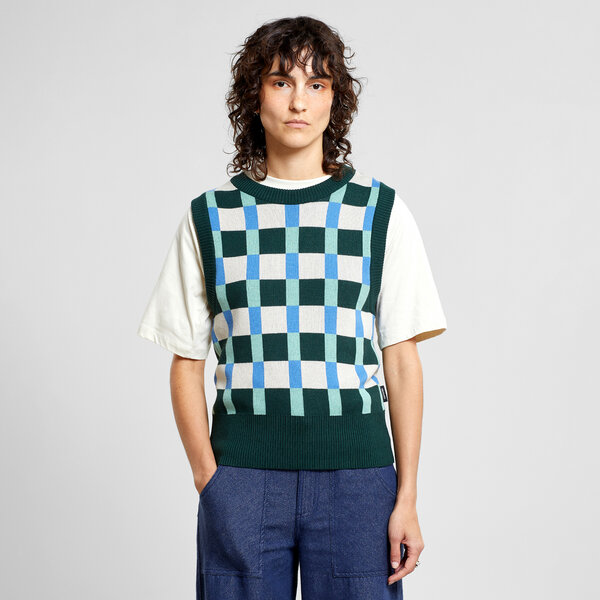 DEDICATED Pullunder Vika Retro Check - Dark Green von Dedicated