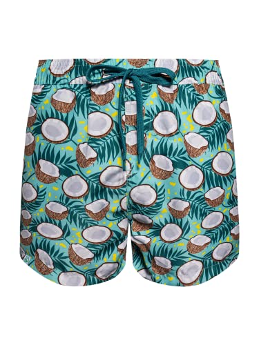 Dedoles Badehose Herren 100% recyceltes Polyester Badeshorts für Männer lustige Designs Kokosnuss Zitronen Surf Schwimmer Swim Trunks, Farbe: Kokosnuss und Palmen, Gr.: M von Dedoles