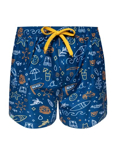 Dedoles Badehose Herren 100% recyceltes Polyester Badeshorts für Männer lustige Designs Kokosnuss Zitronen Surf Schwimmer Swim Trunks, Farbe: Surfen Hawaii Strandparty, Gr.: M von Dedoles