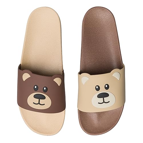 Dedoles Badeschuhe viele lustige Designs Bücher Kaffee Katze Party Pizza Dackel Fuchs Panda Delfin Geschenk, Farbe: Bär, Gr.: 44 EU von Dedoles